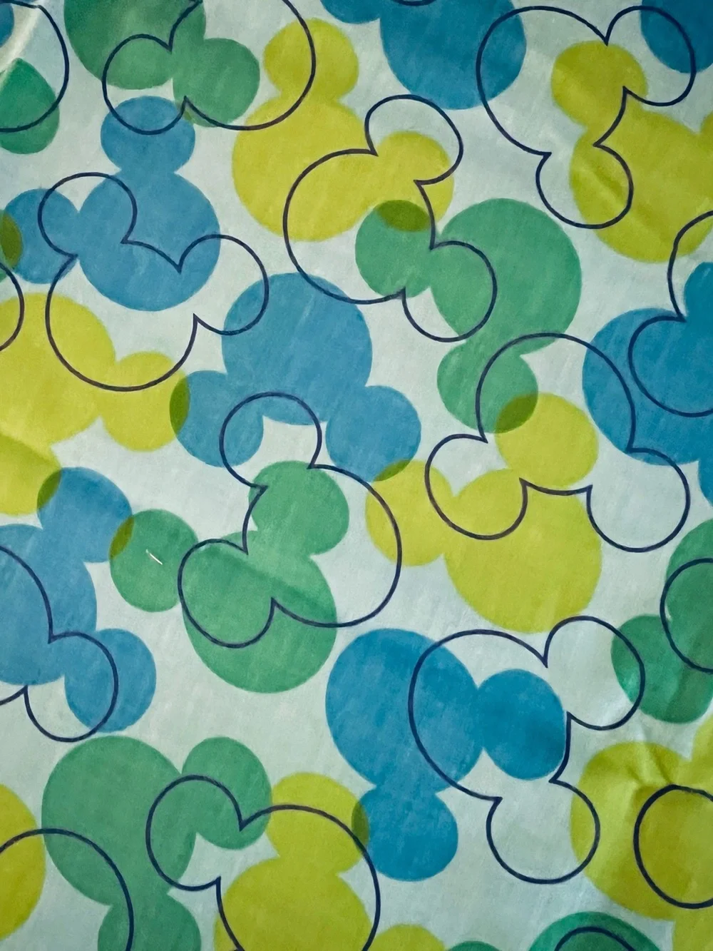 Fabric Disney Kids Sewing Mouse Ears Pattern in Green, Blue, & Yellow Pattern